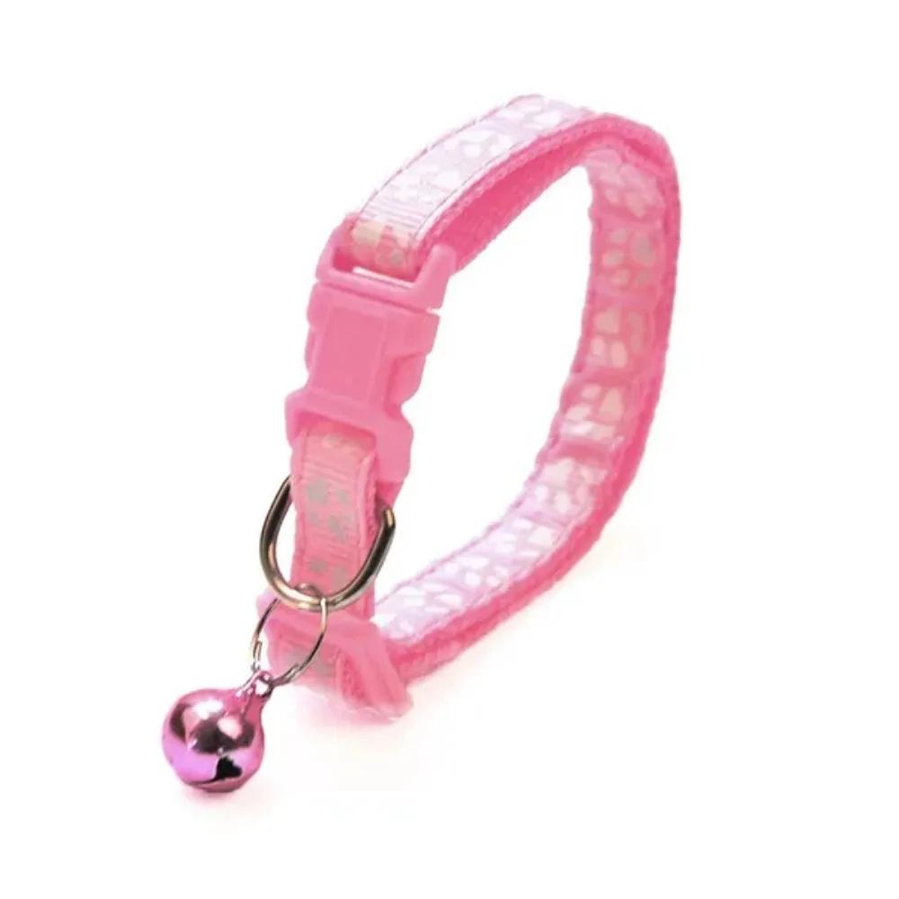 Stoffhalsband für Hunde und Katzen, Halsband mit Glocke mit einzelnen Pfotenabdrücken, Katzenschnallenhalsband