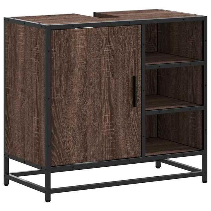 VidaXL Bathroom Vanity Unit Brown Oak 65x33x60 Cm, Bathroom Sink Cabinet, Bathroom Furniture 849288