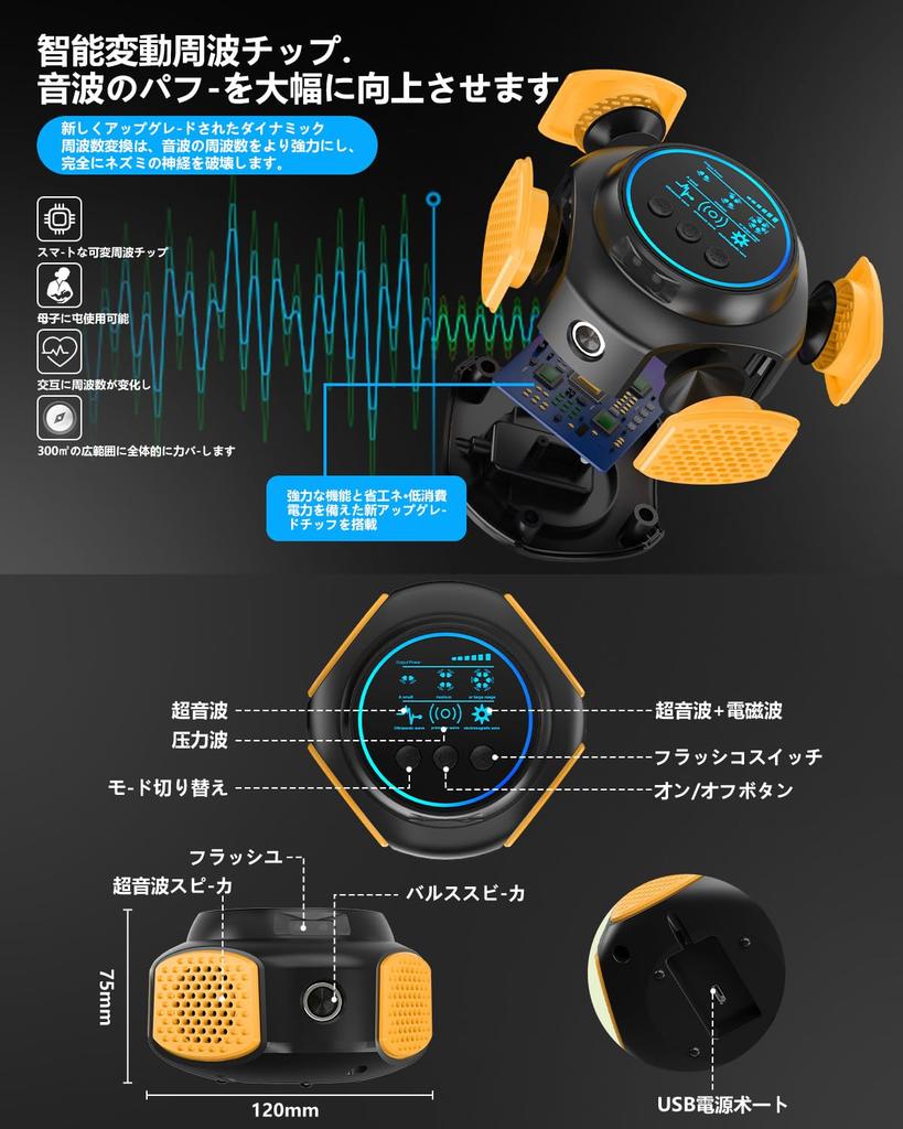 Quiet Ultrasonic Animal Repellent for and PIR Powerful 2025 Upgraded Electromagnetic Waves Pressure and Night Suitable for and Safe for Children and