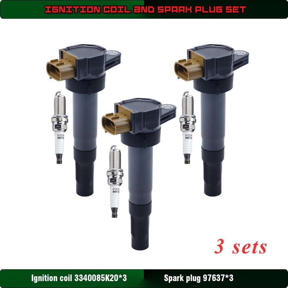 Car Engine Ignition Coil and Spark Plug Set for SUZUKI ALTO K10 1.0 Celerio Swift Ertiga Splash Ritz 800 Fronte 3340085K20