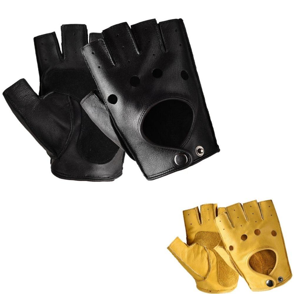 Outdoor Sports Cowhide Gloves Anti Slip Half Finger Gloves New Men Gloves  Fitness Motorcycle