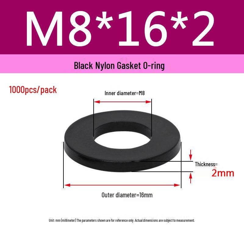 Schwarzer Nylon-Kunststoff Flache Unterlegscheibe Ring M2-M20