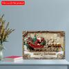 2d Flat 30*20cm, Glam Style Wooden Wall Hanging Decorative Sign, Festive Santa with Reindeer and Gifts Christmas Theme, Multipurpose Holiday, for Home