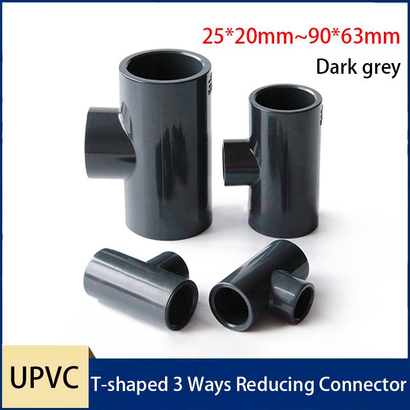 

1PCS Dark grey 20/25/32/40/50/63/75/90mm Reducing 3 Ways Connector PVC Pipe Fitting Garden Water Fish Tank Connector 25x20mm&1pcs