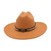 Ladies Shopping Concave Shape Internet Celebrity Top Hat New Fashion Simple Cowboy Hat One Word Top Wide Brim Woolen Jazz Hat