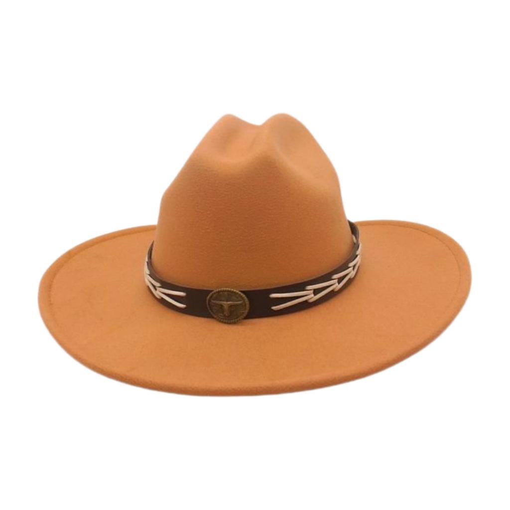 Ladies Shopping Concave Shape Internet Celebrity Top Hat New Fashion Simple Cowboy Hat One Word Top Wide Brim Woolen Jazz Hat