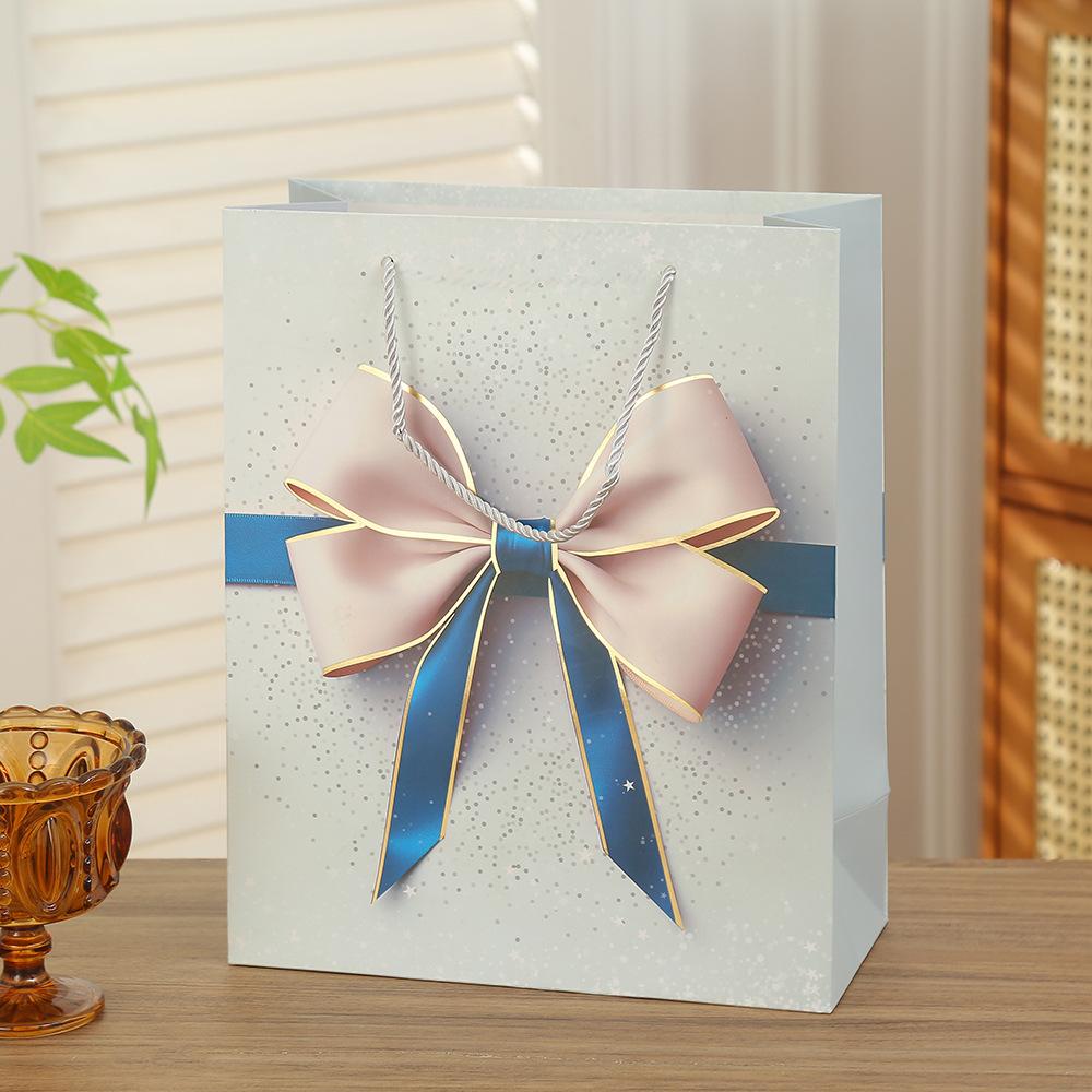 20pcs Luxury Bow Gift Bags Gold Foil Paper Gift Packaging Bags with Handles for Holiday Wedding Birthday Party Gifts