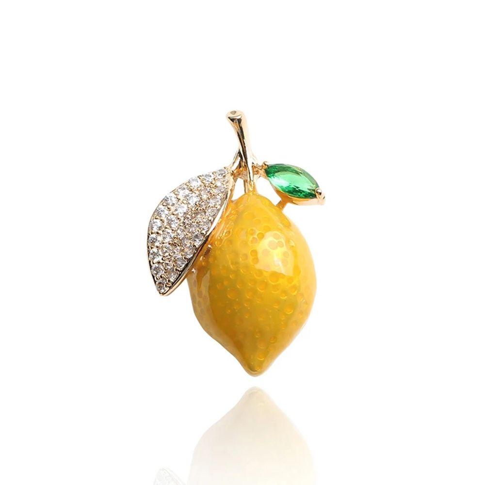 Rhinestone Male Coat Accessories Fruit Korean Style Pin Lemon Brooches Women Badge Fashion Jewelry