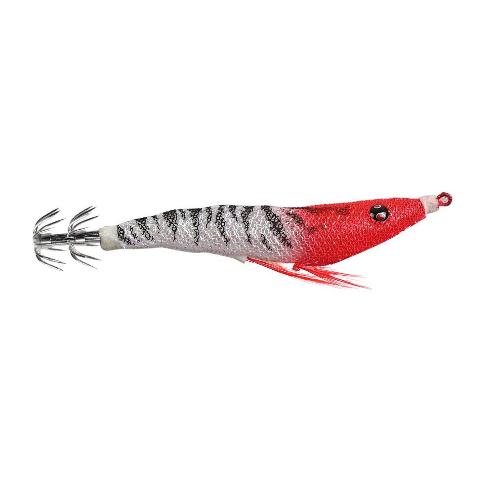 11cm 7gHighly Realistic Sea Fishing Lure3.0Luminous Wooden Shrimp Squid Lure Umbrella Hook with Sound Beads Fishing Bait Box