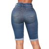 Summer Women's Plus Size Biker Stretch Mid Pants Blue Jeans