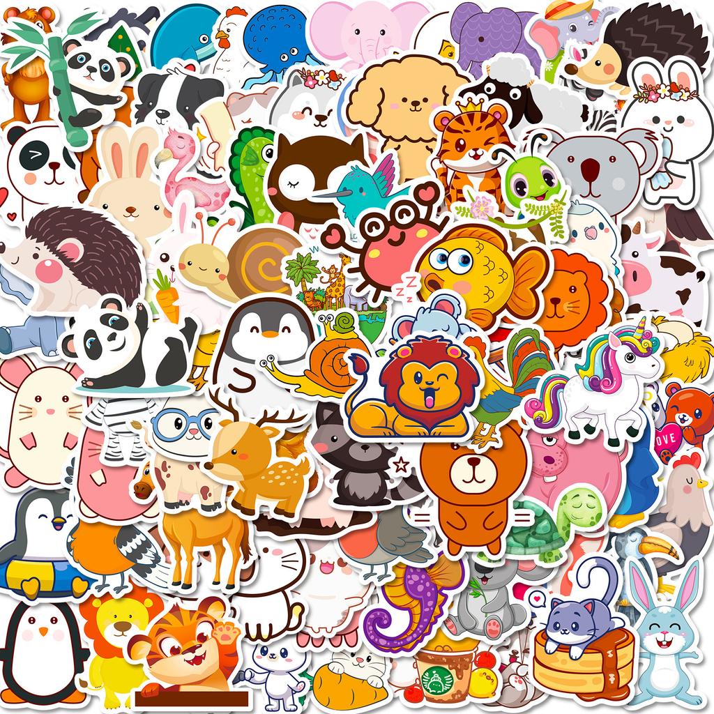 100 Cute Little Animal Stickers Cartoon Diy Waterproof Little Animal Graffiti Stickers Notebook Decorative Stickers