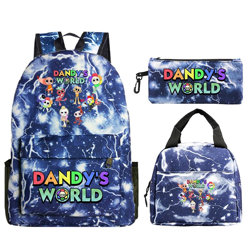 Dandy's World Game Merchandise Printed Primary and Secondary School Schoolbag Three-piece Set Foreign Trade Popular Children's Backpack