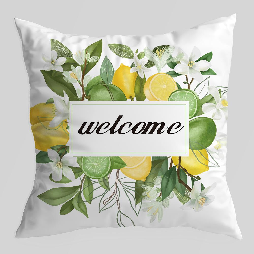 New Lemon Series Pillowcase, Plant Truck, Peach Skin Velvet Printed Pillow, Office Lumbar Cushion Cover