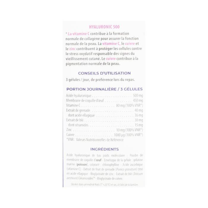 Pharm Nature Micronutrition Hyaluronic 500 81 gélules