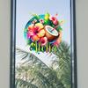 Summer Window Clings Tropical Hibiscus Flower Coconut Window Stickers Removable PVC Static Decal for Beach Vacation Hawaii Theme Home Kitchen