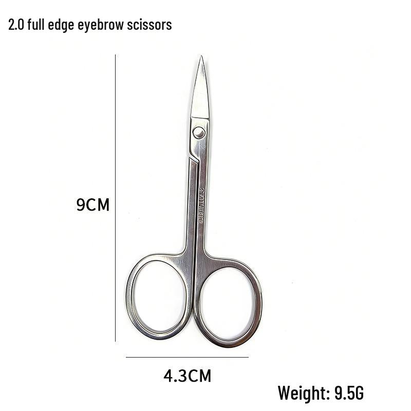 Edelstahl Augenbrauen- und Nasenhaarschere - Runde & Spitz zulaufende Spitzen, Spiegelpoliert.