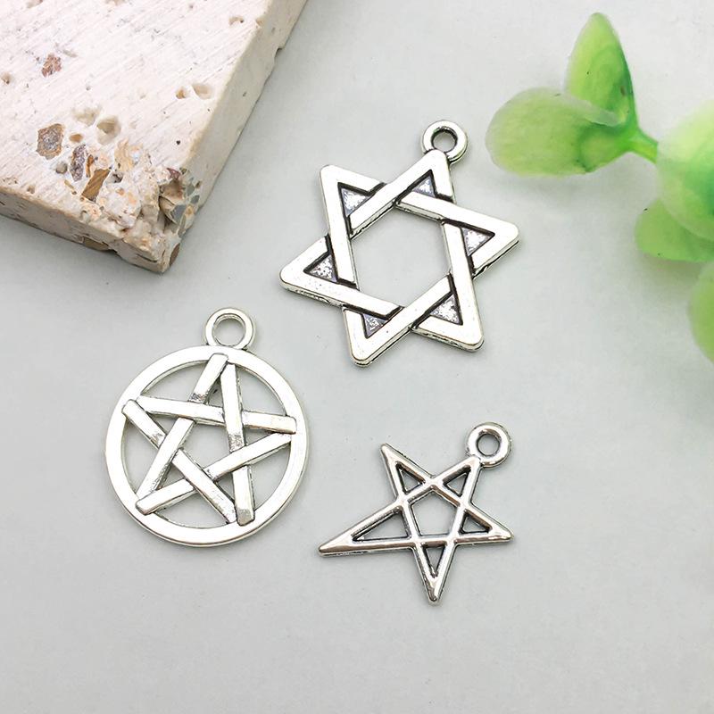 Starožitný stříbrný přívěsek ve tvaru hvězdy z slitiny pro DIY šperky
