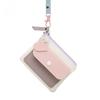 Simple Macaron Color Hanging Neck Wallet Lanyard PU Leather Zipper Coin Purse Card Bag Keychains Card Holder Women