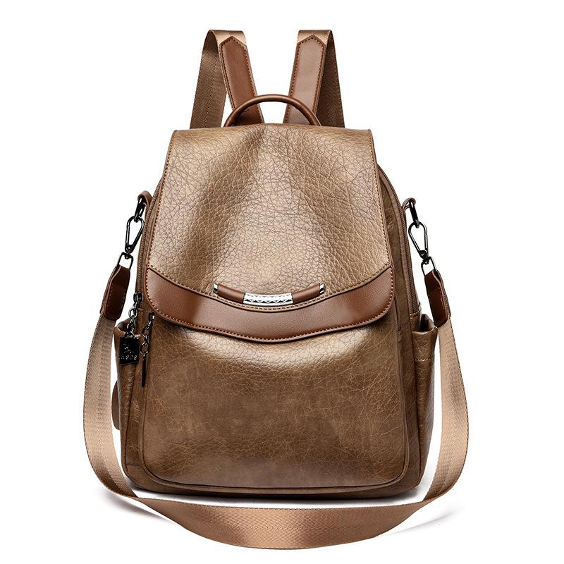 School bag vintage textured soft leather backpack for women, new fashionable casual travel backpack, multi-purpose trendy women's bag wholesale