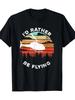 Men And Women'S Vintage Striped Sunset Forest Silhouette White Helicopter Words I'D Rather Be Flying. Funny Round Neck Outdoor Comfortable Casual Grap
