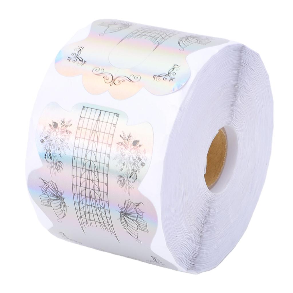 300 Pcs Nail Forms Length Self Adhesive Nail Extension Stickers Holographic with Clear Alignment Lines