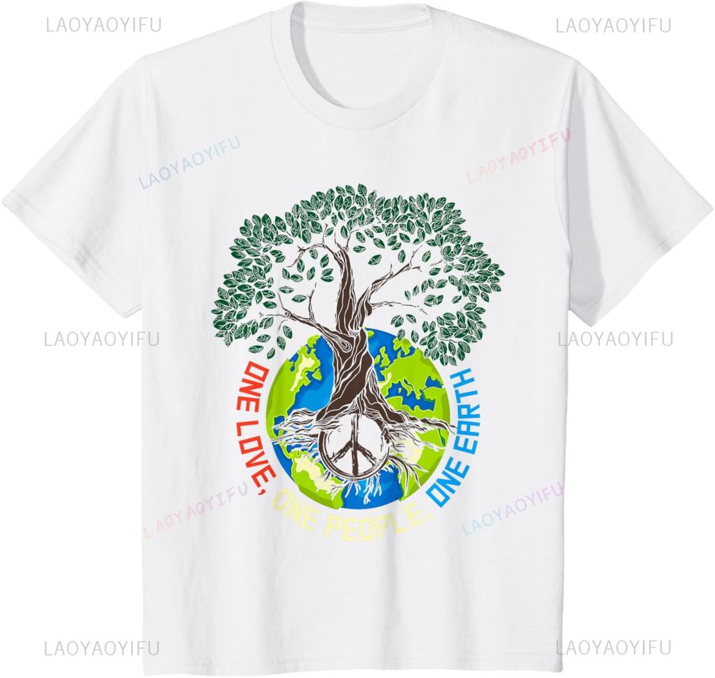 Peace Tree Love EnvironUnisextal Protection Earth Day Climate TShirt Unisex Summer Streetwear Tops Customizable Printed Tshirt