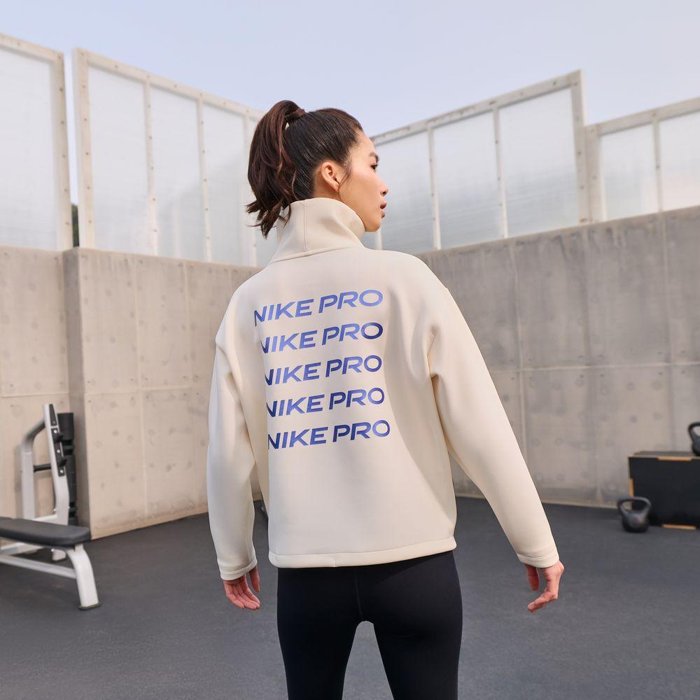 Nike Pro Sweatshirts Women s Light Ivory White Turtleneck Moderate Oth L