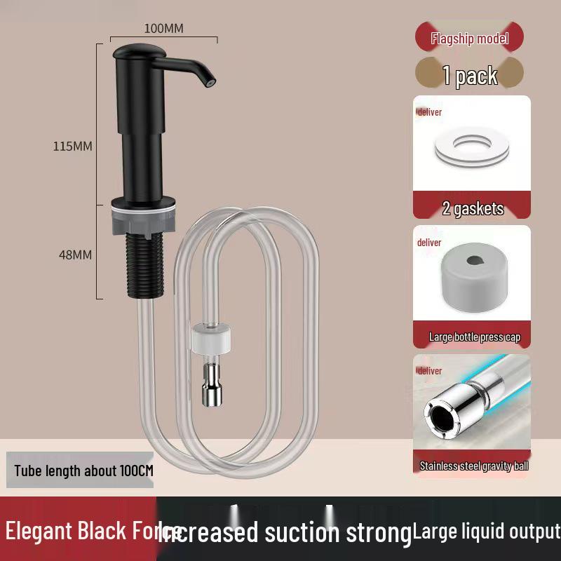 Stainless Steel Kitchen Soap Dispenser with Extension Tube for Dishwashing and Vegetable Washing