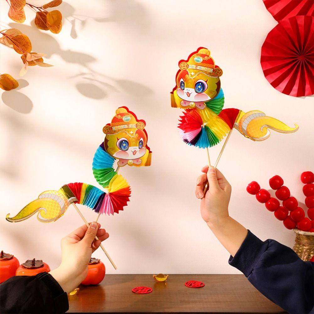 Cartoon 2025 Snake Year Ornaments 3D DIY Dragon Snake Toy Funny Chinese Paper Dance Snake  Wedding