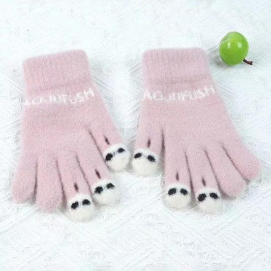 Cute Warm Fuzzy Gloves Women Men Cozy Plush Touch Screen Gloves Winter Funny Finger Gloves for Texting Writing Driving