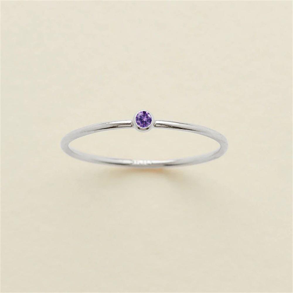 eManco Gold-Plated Non-Constricting Ring for Women - Thin Band with Tiny Diamond Accents and December Birthstone