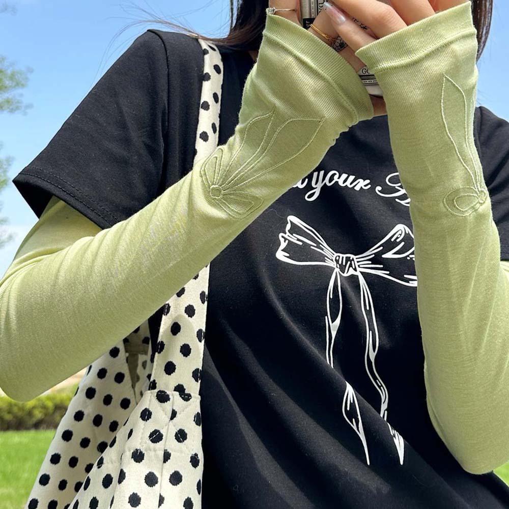 Süße Schleife Eisärmel Koreanischer Stil Arm Sonnenschutzhüllen Atmungsaktive Lange Armstulpen Autofahren