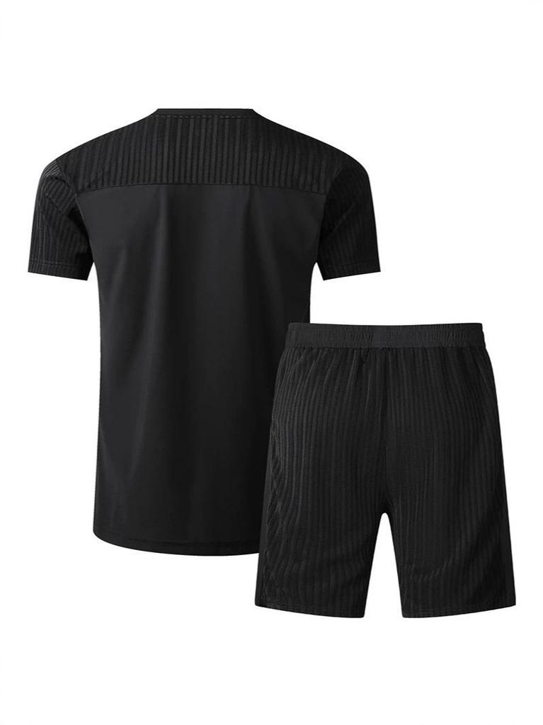 Men's Summer Ice Silk Sports Suit - Trendy Plus Size Short Sleeve T-Shirt