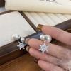 Luxury Zircon Snowflake Pearl Earrings - Two-Way Wear, Exquisite Studs for a Sweet, Sophisticated Look.