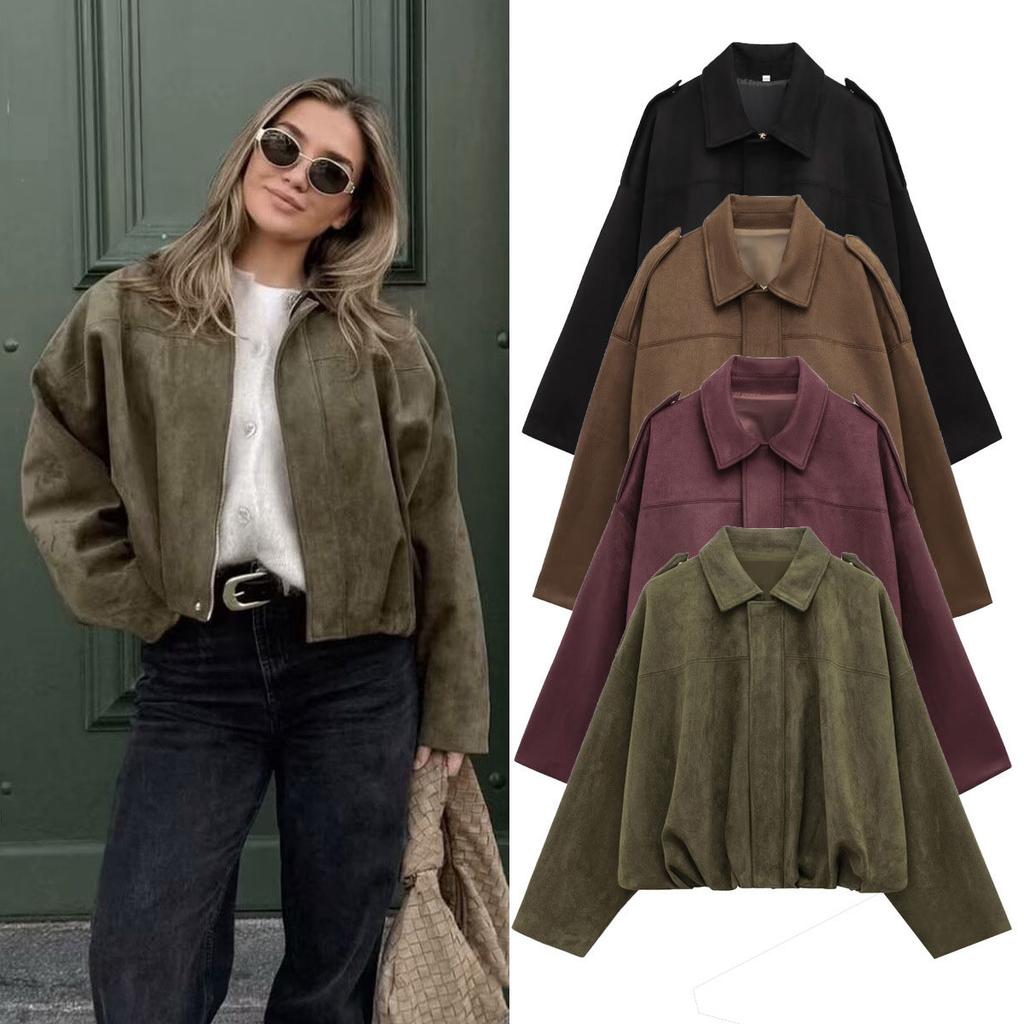 Fall and Winter European Style Zipper Loose Fit Jacket Women Casual