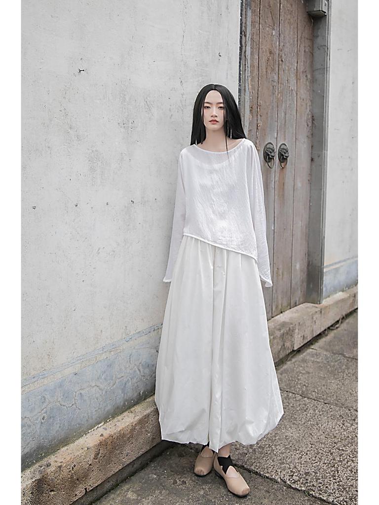 Handmade Heavy-Duty Puffy Cloud Ruffle Midi Skirt In Black and White
