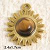 5pcs Real Natural Stone Tiger Eye Charm Sun Eye Oval Boho Pendant Gold Color Stainless Steel Pendants For Jewelry Making Finding