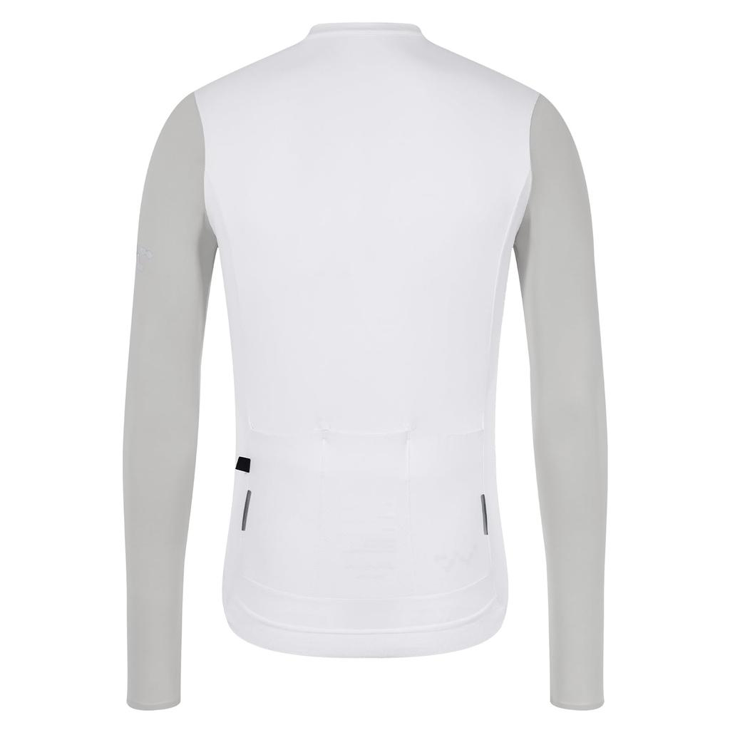 [Santic] Men's Long-Sleeve Cycling Jersey, Spring/Summer, Cycling Wear, Road Bike, UV Protection, Moisture-Wicking, Breathable (White, Size L)