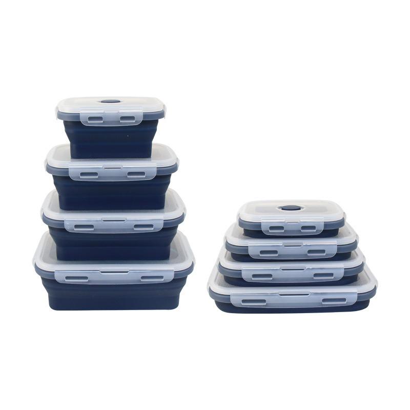 3 Sizes Collapsible Silicone Food Container Portable Bento Lunch Box Microware Home Kitchen Outdoor Food Storage Containers Box