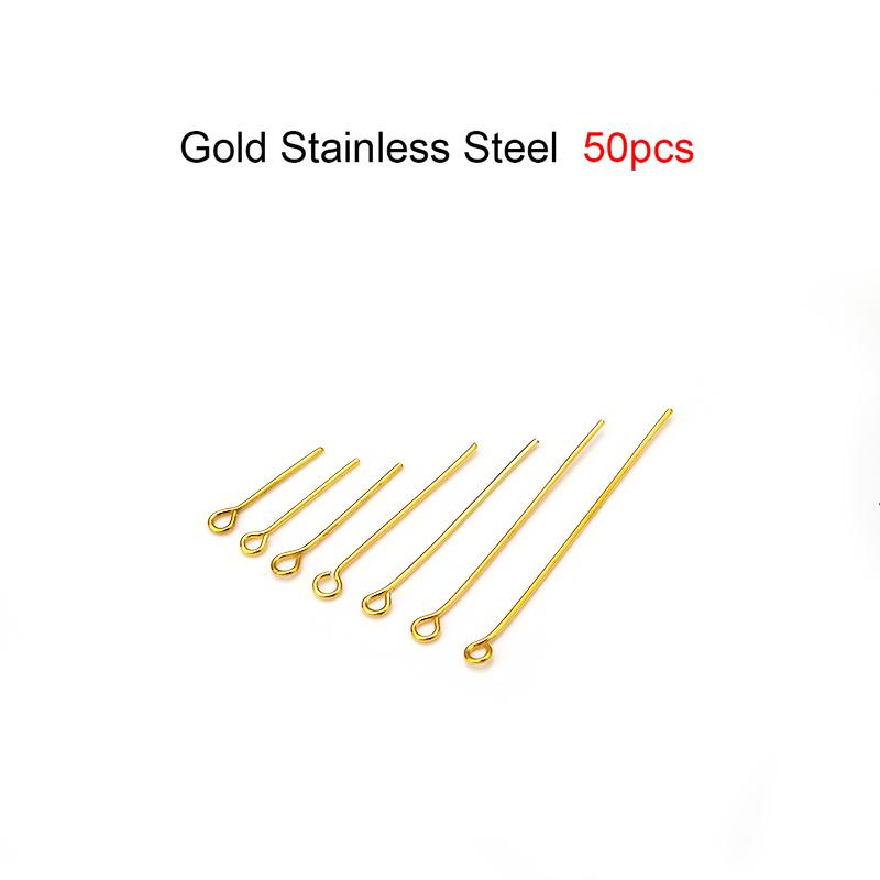 50-100pcs Stainless Steel Flat Head Pins Gold Silver Plated Ball Head Pins Eye Needle For Jewelry Making DIY Earring Accessories
