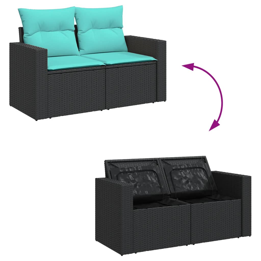 4 piece outdoor sofa set with cushions black poly rattan