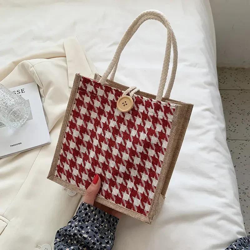 

Ins Сумки для обеда для женщин Маленькая сумка для обеда с узором «гусиные лапки» Сумка для хранения еды Функциональная портативная сумка для путешествий для пикника на открытом воздухе