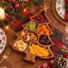 7 Grids Christmas Tree Cheese Serving Platter Wooden Snack Tray Charcuterie Board  Living Room