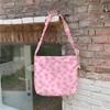 Pleated Canvas Flower Shoulder Bag for Women Large Capacity Shopping Tote Travel Beach Bag Purse
