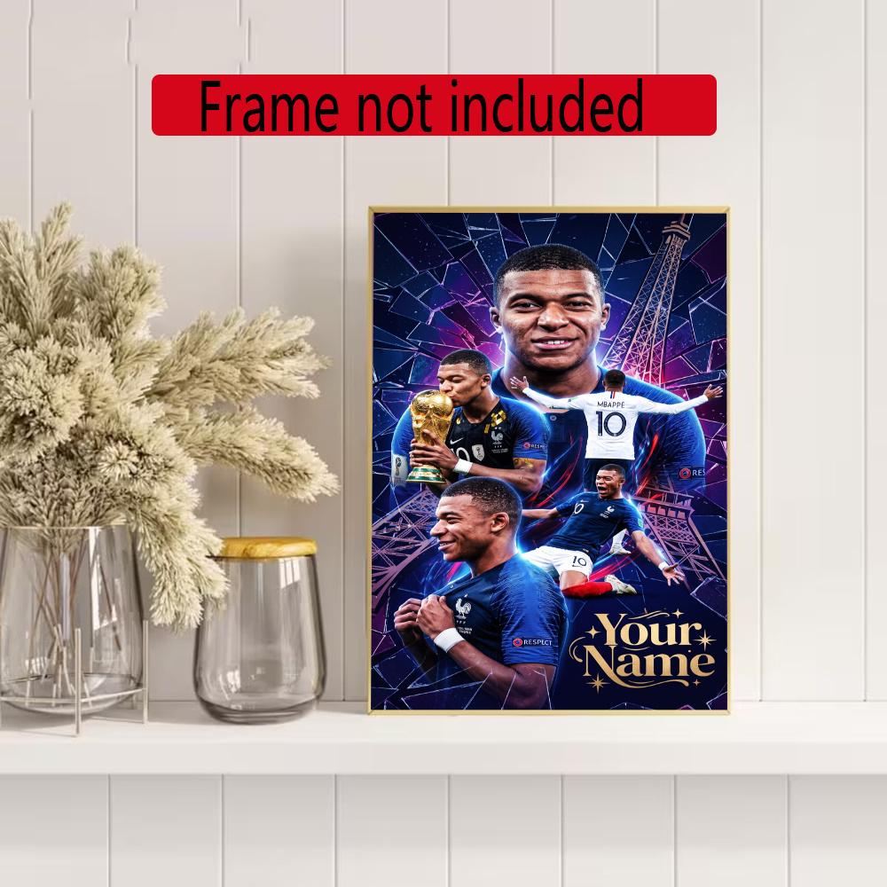 Mbappe Personalized Text Diamond Painting Round Diamond Mosaic Rhinestones Diamond Embroidery Craft Kit Wall Decor Without Frame