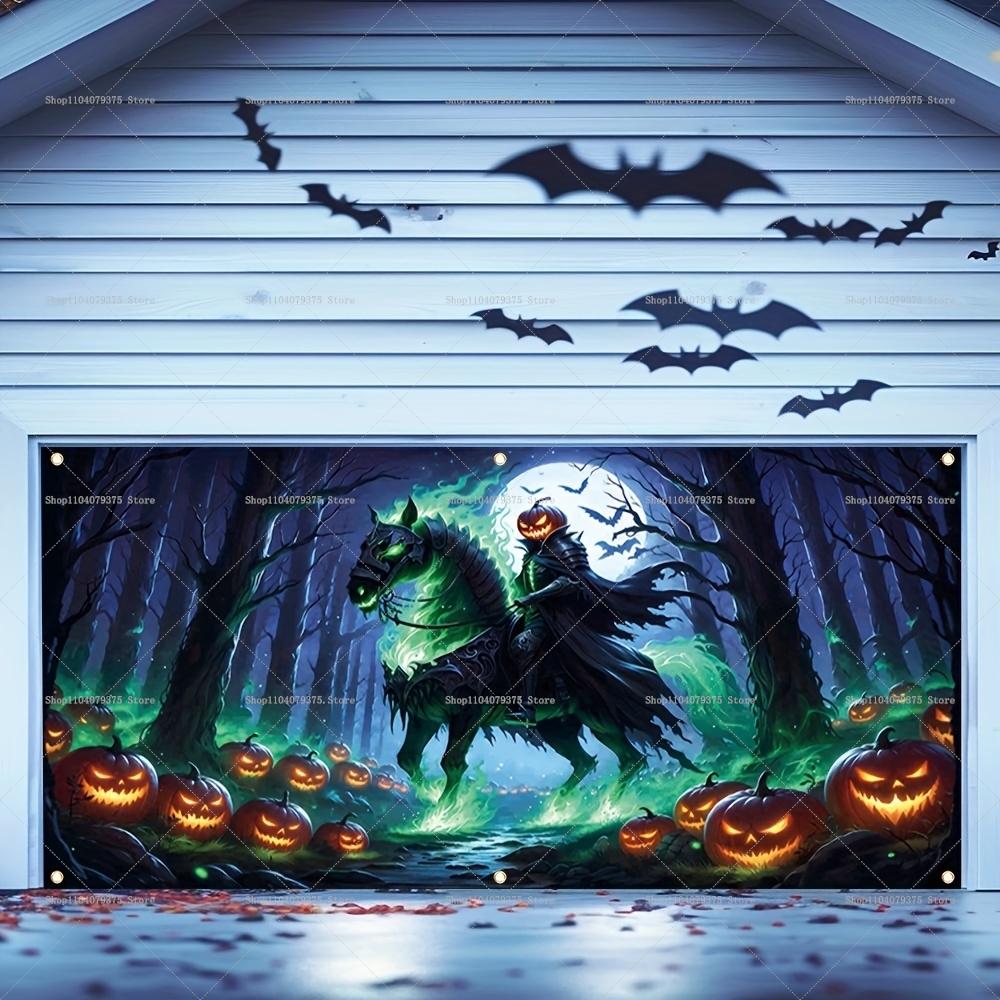 1Pc Happy Halloween! Garage Background Banners Are Perfect For Adding A Spooky Atmosphere To Patios Gardens And Themed Parties