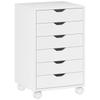 Mobile Office Pedestal, 6 Drawers, on Wheels, 40 x 35 x 63 cm, White