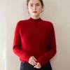 New Arrival: Women's Ribbed Cashmere Sweater - Twelve-Needle Design with Half-High Collar for Comfortable Autumn and Winter Wear