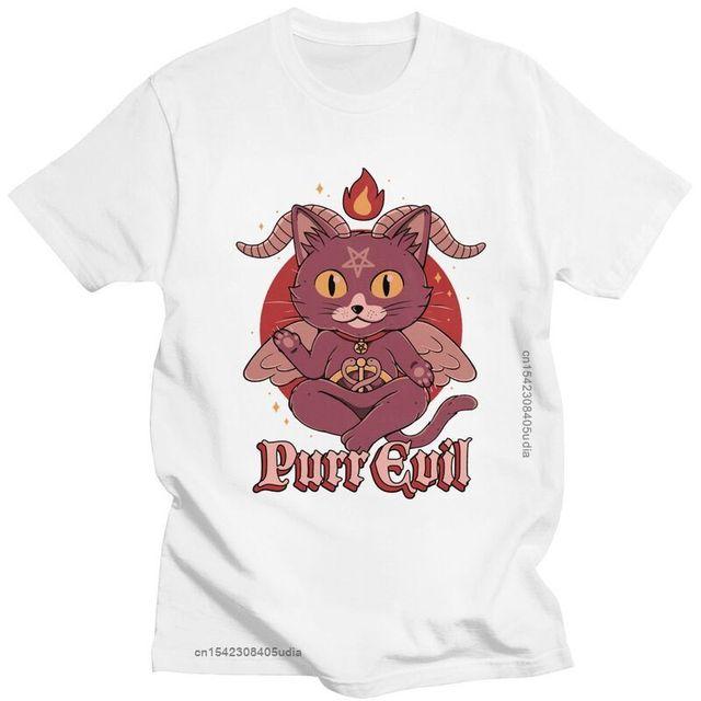 Man T Shirt Funny Baphomet Evil Satan Demon Tops Male Women Harajuku Cartoon GraphicTee Lucifer Goat Tshirt Short Sleeved Tees