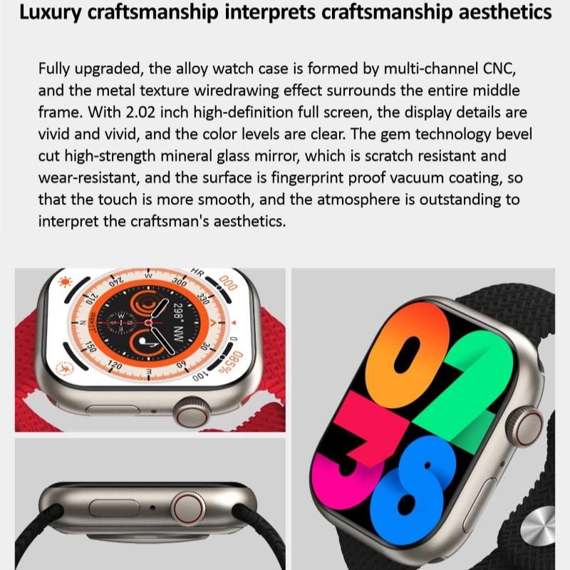 Rainbuvvy HK9 Pro Náramek Chytré hodinky 2,02palcový OLED 410x494 LC11S BT 5.1 Vodotěsné IP67 Podpora Bluetooth volání Sledování kroků Monitorování spánku